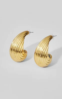 Gold Ridge Oversized Tear Drop Statement Earrings