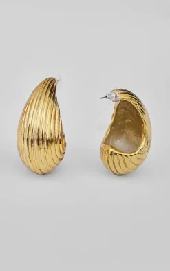 Gold Ridge Oversized Tear Drop Statement Earrings