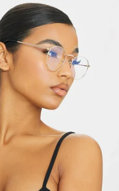 Gold Round Frame Blue Light Readers