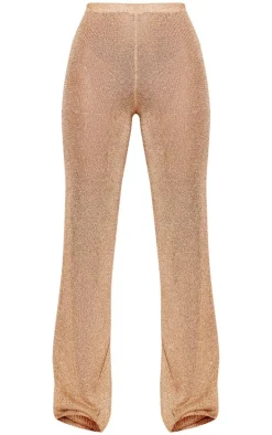 Gold Sequin Knit Wide Leg Floaty Pants
