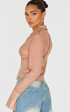 Gold Sheer Chiffon Fitted Shirt