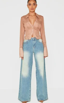 Gold Sheer Chiffon Fitted Shirt