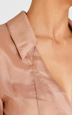 Gold Sheer Chiffon Fitted Shirt