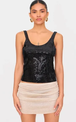 Gold Sheer Sequin Knit Ruched Side Mini Skirt