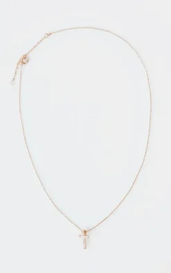 Gold Simple Dainty Diamante Cross Necklace