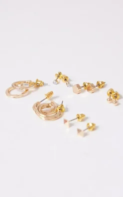 Gold Simple Hoop & Stud Multipack Earrings