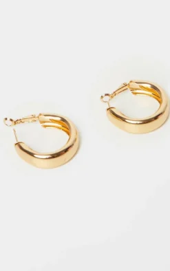 Gold Small Chunky Tubular Hoop Earrings