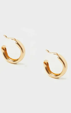 Gold Small Chunky Tubular Hoop Earrings