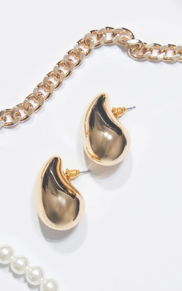 Gold Tear Drop Mini Statement Earrings