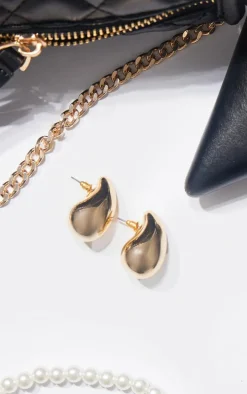 Gold Tear Drop Mini Statement Earrings