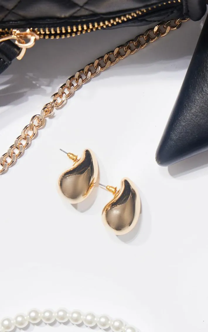Gold Tear Drop Mini Statement Earrings