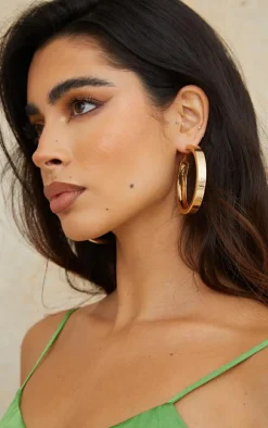 Gold Thick Chunky Statement Hoop Earrings