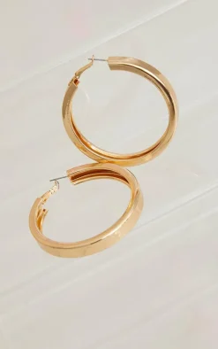 Gold Thick Chunky Statement Hoop Earrings