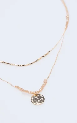 Gold Tonal Bead Layered Necklace