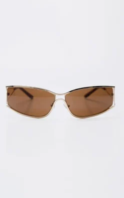 Gold Trim Frame Visor Sunglasses