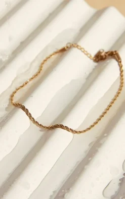 Gold Water Resistant Rope Twist Anklet