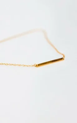 Gold Water Resistant Simple Bar Necklace