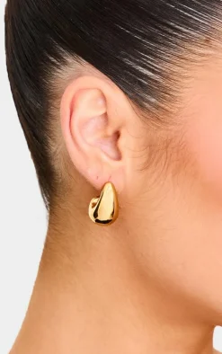 Gold Water Resistant Teardrop Stud Earrings