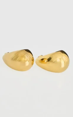 Gold Water Resistant Teardrop Stud Earrings