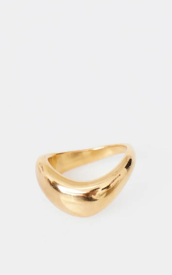 Gold Water Resistant Twist Abstract Ring