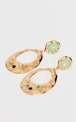 Green Abstract Molten Jewel Statement Stud Earrings