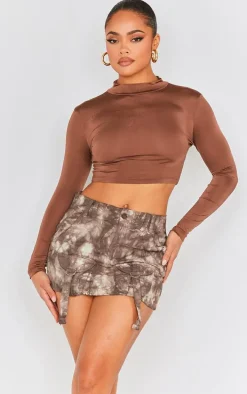 Green Acid Wash Cargo Pocket Detail Micro Mini Skirt