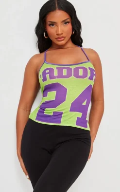 Green Adore Printed Long Cami