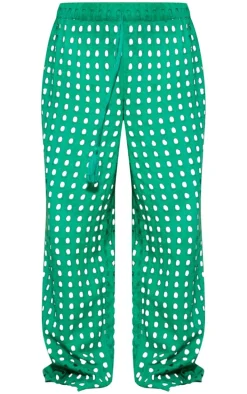 Green Broderie Cut Out Wide Leg Beach Pants