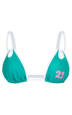 Green Cut Out Double Strap Bikini Top