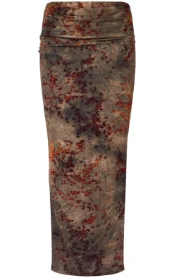 Green Devore Low Rise Maxi Skirt