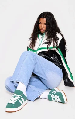 Green Faux Suede Stripe Chunky Lace Up Sneakers
