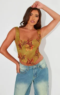 Green Floral Corset