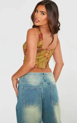 Green Floral Corset