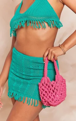 Green Frill Edge Detail Crochet Bralet