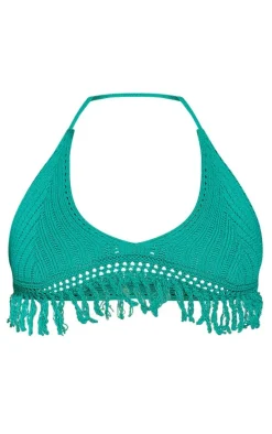 Green Frill Edge Detail Crochet Bralet
