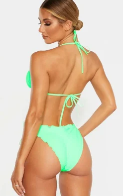 Green Frill Edge Padded Bikini Top