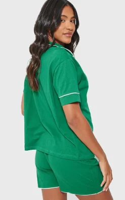 Green Jersey Piping Detail Short PJ Set