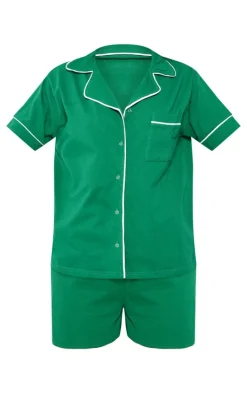 Green Jersey Piping Detail Short PJ Set