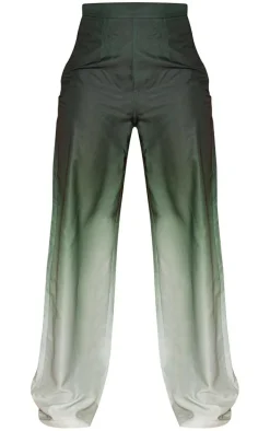 Green Ombre Print Wide Leg Pants