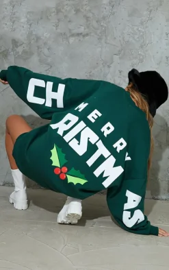 Green Printed Graphic Oversized Sweat Dress