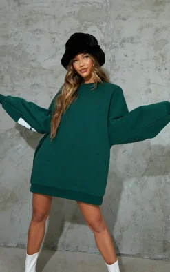 Green Printed Graphic Oversized Sweat Dress