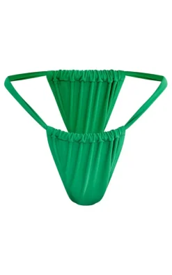 Green Ruched Tanga Bikini Bottoms