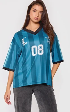 Green Striped Football Jersey