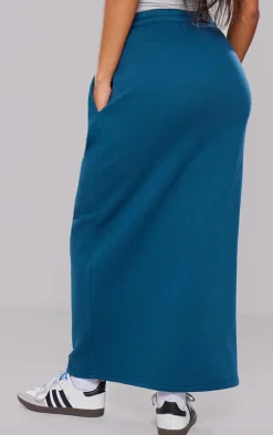 Green Sweat Drawstring Midi Skirt