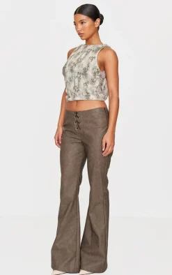 Green Textured Glitter Cowl Back Long Top