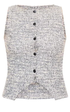 Grey Boucle Button Down Waist Coat