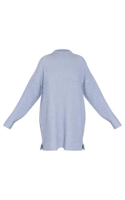 Grey Cable Knitted Sweater Dress