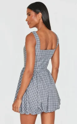 Grey Check Puffball Dress