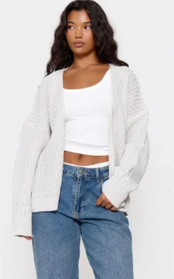 Grey Chunky Knit Slouchy Cardigan