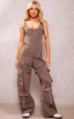 Grey Corset Utility Jumpsuit